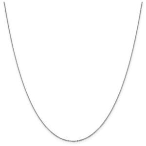 1.1mm 14k White Gold Solid Flat Cable Chain Necklace, 24 Inch